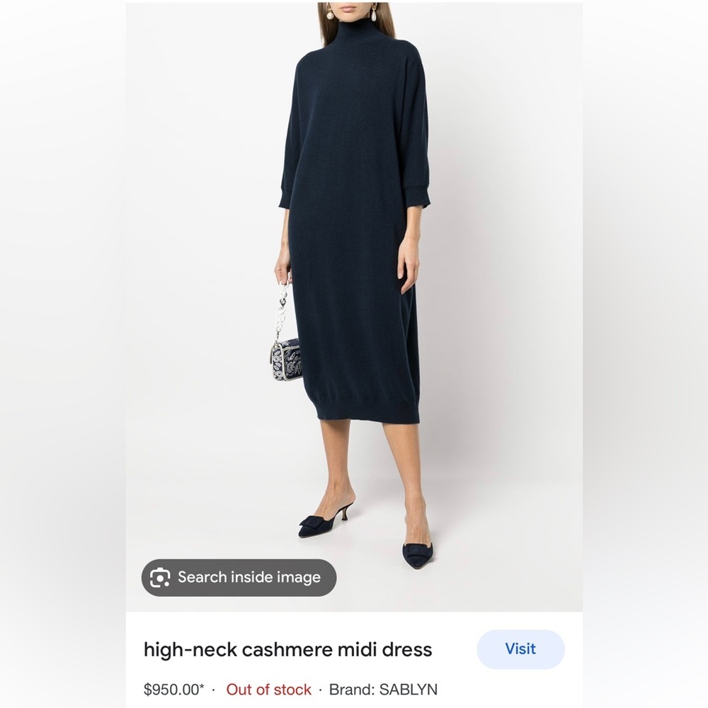 SABLYN cashmere quarter sleeve midi sweater dress - Picture 2 of 7
